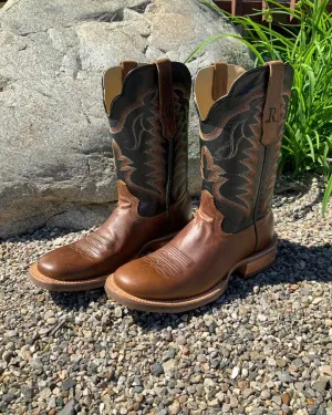 R. Watson Men's Arizona Meil Black Sinatra Cowhide Round Toe Cowboy Boots RW8500-4